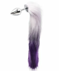 Cheapest 🥰 Kinky Tails Vixen Purple Faux Fur Stainless Steel Tail Butt Plug ✨