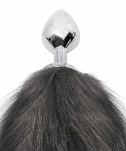 Best Sale 😀 Kinky Tails Vixen Grey Faux Fur Stainless Steel Tail Butt Plug 😉 -Male Sex Toys Shop unnamed file 373