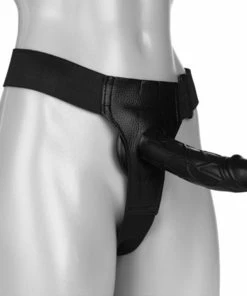 Best Sale 💯 Bondara&Sex Stiff Competition Black Unisex Hollow Strap-On - 6 Inch 💯