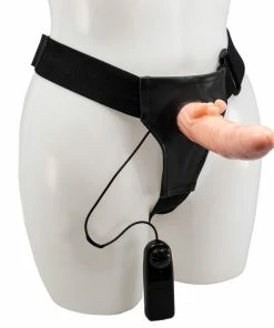 Hot Sale 🔥 Bondara Ultrasex Light Tone Hollow Vibrating Strap-On - 7 Inch 🌟